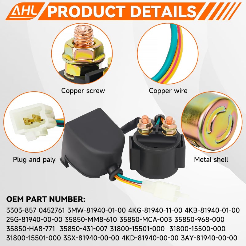 AHL Starter Solenoid Relay for 4-Stroke GY6 Engine 50cc 70cc 90cc 100cc 150cc 200cc 250cc ATV Dirt Bikes Scooters Go Kart Dne Buggys Quad 4 Wheelers Pit Bike Moped Roketa SSR Taotao Sunl Coolster - Image 4